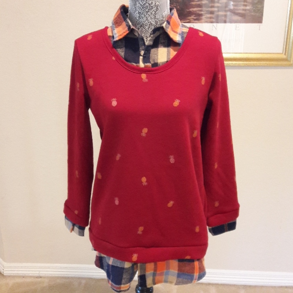 Layered look sweat shirt